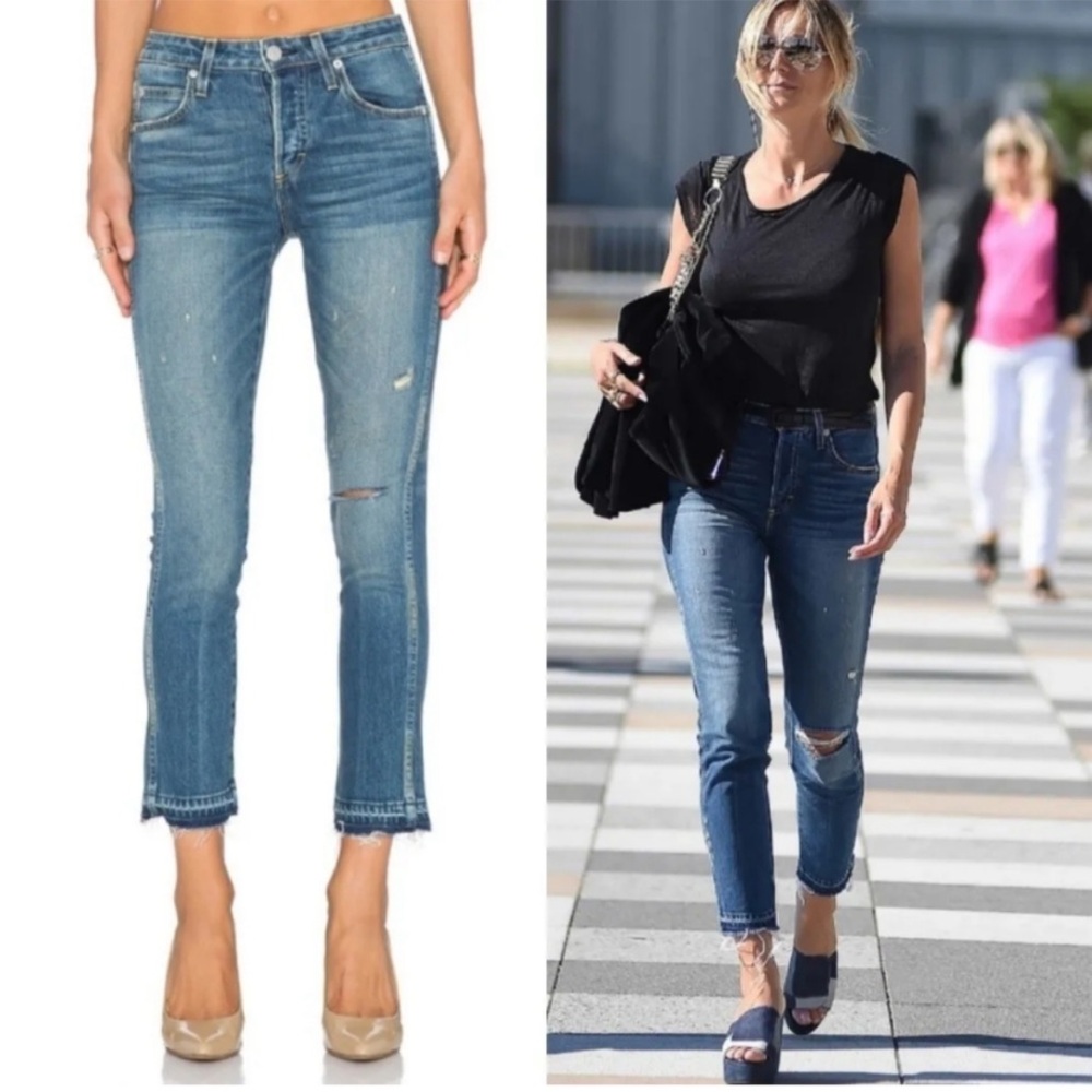 Revolve Amo Denim High Rise Distressed Babe Jeans In Dive Bar Destroy Wash - Picture 4 of 8